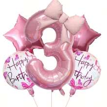 6pcs Pink Number Foil Balloon Set, 32 Inch Mylar Number Balloons With Bow Decoration, Happy Birthday And Star Balloons, Suitable For Girls Birthday, Baby Shower, Anniversary Background Decoration - Number Balloon Set - View 21