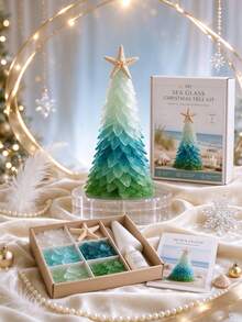 One Piece Of Sea Glass Christmas Tree Series Set, Handmade Desktop Sea Glass Art, DIY Holiday Decoration, Sea Glass Christmas Tree Making Kit, Creative Gift, Suitable For Adults, Sea Glass Halloween Christmas Tree Making Kit, Holiday Desktop Ornament - Multicolor - View 6