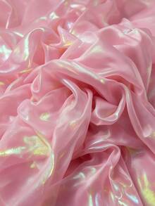 1 buah Kain Organza Berkilau, Kain Jaring Pasir Kaca Mengkilap Mutiara Pelangi untuk Kostum Panggung - merah semangka berkilauan - View 4