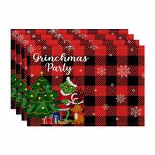 The Grinch The The 1Pc Christmas Desktop Decoration, Multiple Options For Christmas Tablecloth Decoration, Cartoon Printed Tablecloths, Home Kitchen Holiday Party Desktop Decoration - Multicolor - View 1