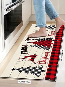 1/2pcs Christmas Kitchen Decor Rug, Winter Kitchen Mat And Pad, Non-Slip Washable Absorbent Kitchen Accessories Decorative Mat, Christmas Holiday Gift! - Multicolor - View 12