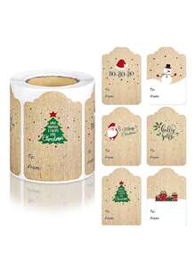 2rolls&1roll Christmas Series Gift Label Sticker Set, Santa Claus & Christmas Tree Print Stickers, Holiday Gift Packaging Stickers, Baking Label Decorative Stickers, Atmosphere Creating Supplies, Suitable For Christmas Party Gift Decoration, Festive Decoration, Birthday Party Gift Packaging Stickers - Multicolor - View 11