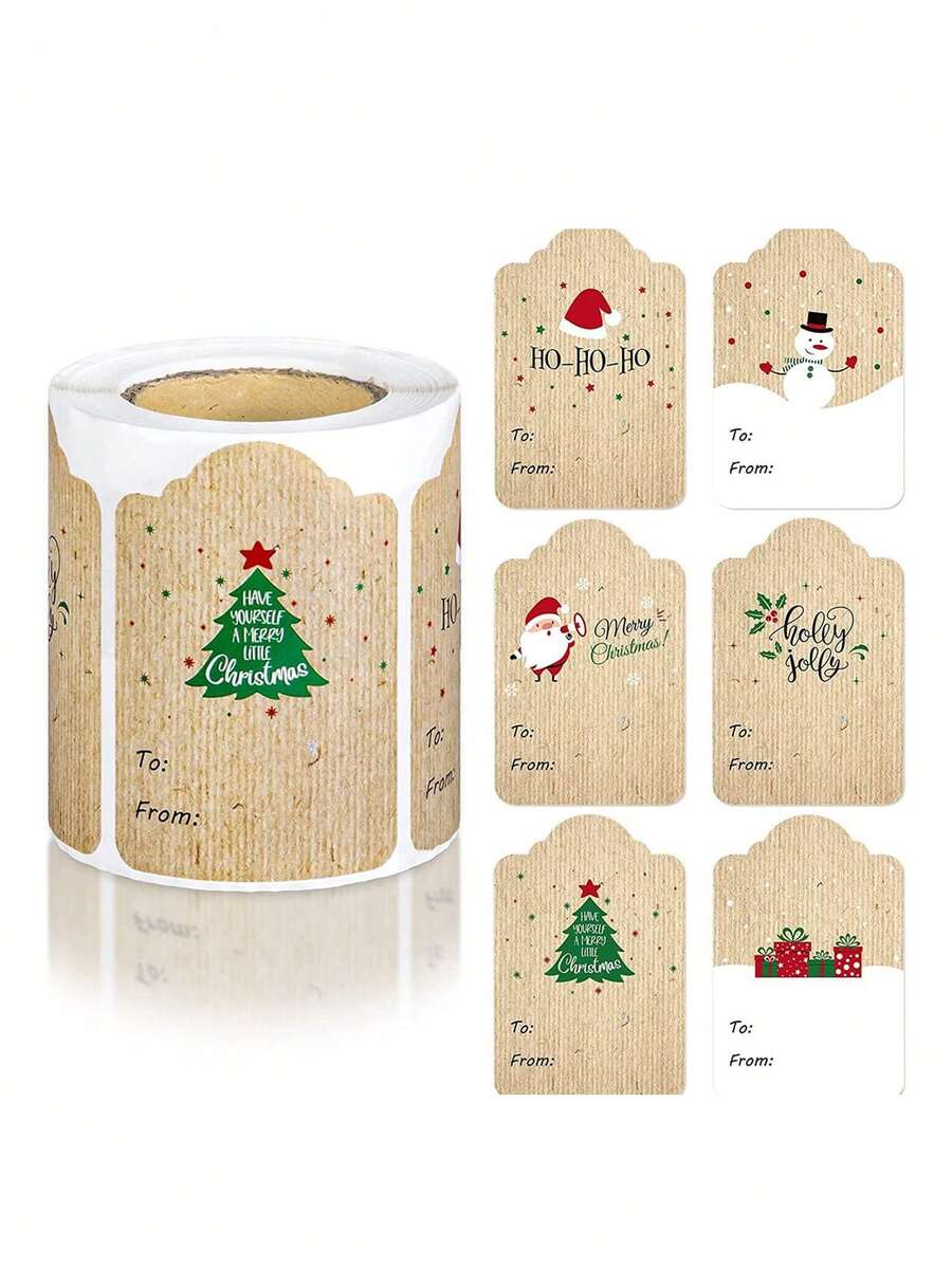 Set Stiker Label Hadiah Natal 500pcs/Roll, Stiker Label Hadiah Manusia Salju, Santa Claus, Pohon Natal, Stiker Kemasan Hadiah Liburan, Stiker Dekoratif Label Kue, Perlengkapan Pencipta Suasana, Cocok untuk Dekorasi Hadiah Pesta Natal, Kotak Hadiah, Kartu Ucapan, dan Dekorasi Segel Amplop - beraneka warna - View 1