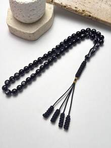 Elegant Black Round Bead Tasbih Prayer Beads With Woven Tassel, Islamic Ramadan Misbaha Handheld Prayer Beads For Daily Prayer And Dhikr Counting, Ramadan Eid Gift For Men And Women - Multiple Colors - View 13