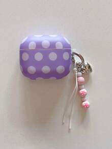 Fresh Minimalist Matte Polka Dot Protective Case Compatible With Apple Pro 2/3/5, Soft Shell Anti-Drop Cover For AirPods 3/4, Personalized 1/2 Generation - Mauve Purple - View 2