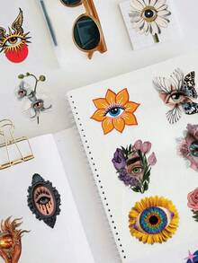 50pcs Pupil Aesthetic Stickers, Transparent Waterproof PET Material, Suitable For Scrapbooking, Diary, Laptop, Car Sticker, Skateboard, Water Bottle, Computer, Phone, Greeting Card, Photo Album, Furniture - Multicolor - View 6