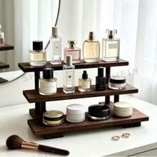 1 buah Organizer Parfum & Kosmetik Meja Kayu Vintage, Organizer Makeup Kayu Solid, Rak Display Berlapis, Organizer Parfum & Perawatan Kulit Meja Rias, Rak Penyimpanan Lipstik & Perhiasan untuk Pintu Masuk, Rak Penyimpanan Multifungsi - Coffee Brown - View 4