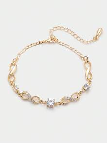 Sorayune Rhinestone Decor Bracelet - Yellow Gold - View 2
