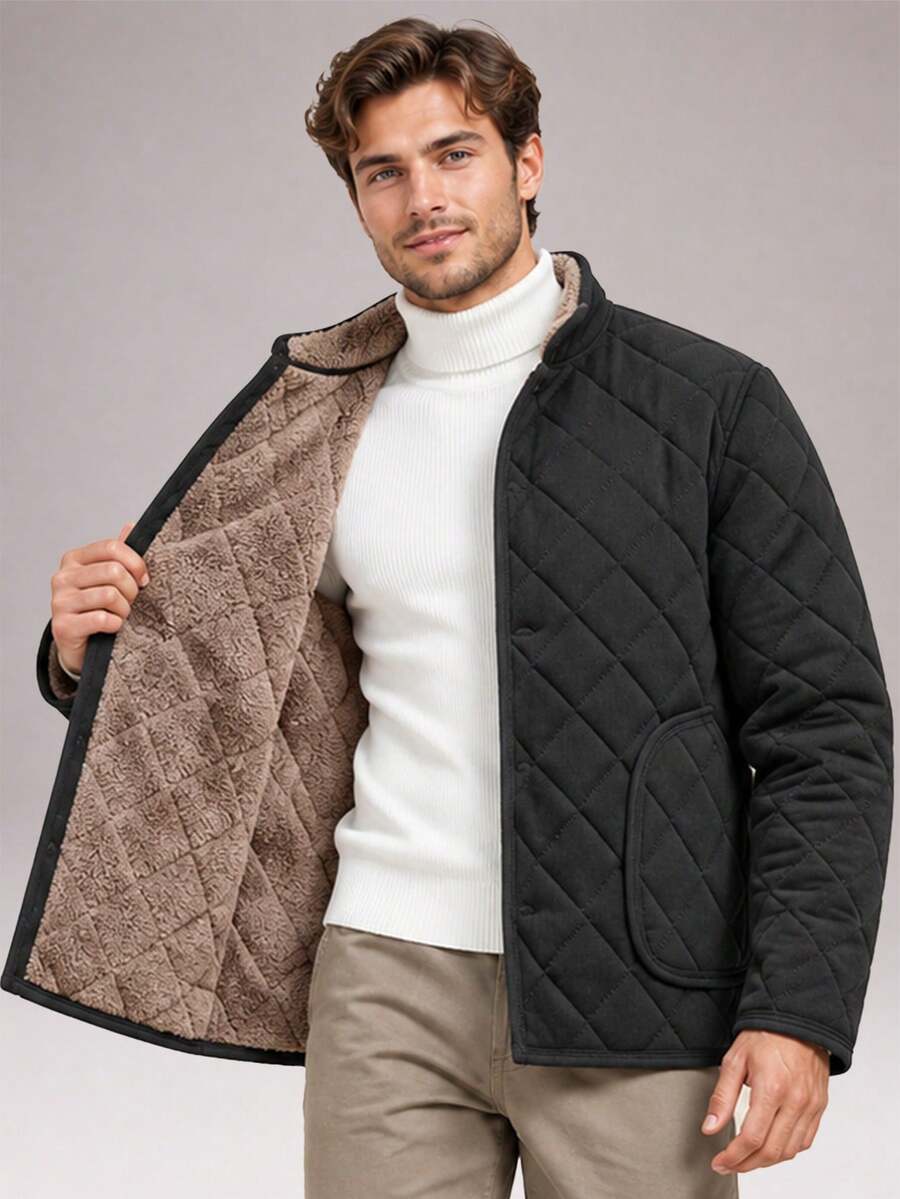 CZRLHYT Men's Corduroy Jacket With Warm Lining, Fashionable And Warm, Suitable For Autumn/Winter Casual, Sports And Outdoor Wear - Black - View 1