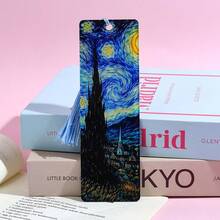 Creative Starry Sky Oil Painting Themed Acrylic Tassel Bookmark, Classic Starry Night Pattern Reading Decorative Bookmark, Literary Gift For Art Enthusiasts, Book Lovers, Women And Reading Enthusiasts - One Size Fits All - View 9