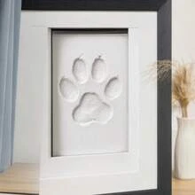 Pet Paw Print Memorial Keepsake Frame, Hollow Photo Frame Tabletop Display, DIY Hand & Footprint Clay Ink Pad Souvenir For Pets - Black - View 8