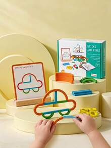 Wooden Color Block Ring Puzzle For Preschool Learning, Creative Building, And Kids'room Decor. - Multicolor - View 1