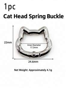 2pcs Set (1 Stainless Steel Clip + 1 Spring Ring) 360° Rotatable Cartoon Cat Stainless Steel Connector, With Metal Cat Head Spring Buckle, Hook, Finger Ring Buckle, For Connecting Phone And Lanyard, Phone Case Charging Port Insertable Fixed Bracket Metal Plate, Sturdy And Durable, Outdoor Anti-Drop Phone Lanyard Connector, Smartphone Accessory - Multicolor - View 10