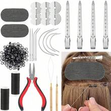 接髮工具套組，接髮鉗、縫線與 C/J/I 針組，適用於 DIY 假髮製作、專業髮型師與初學者手縫接髮工具，萬聖節 - 查看 11