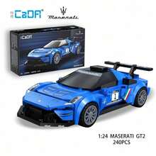CaDA C55031-- GT2 Racing Car Building Block Model, 1:24 Scale, 240 Pieces, Adult Collectible Building Toy, Blue Track Edition - Blue - View 11