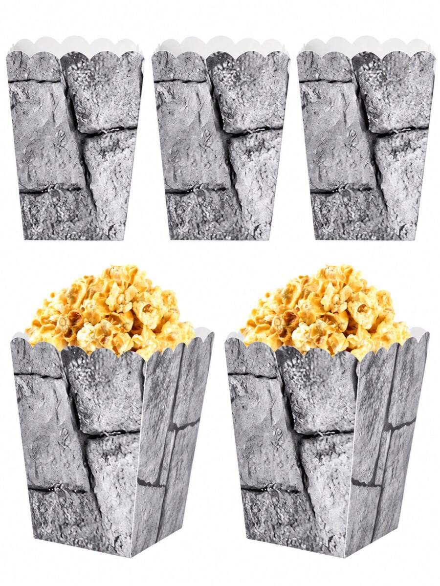 20/40/60pcs Halloween Castle Themed Popcorn Boxes, Decorated With Medieval Castle Brick Wall Pattern, Perfect For Halloween, Day Of The Dead And Medieval Knight Themed Birthday Parties - View 1