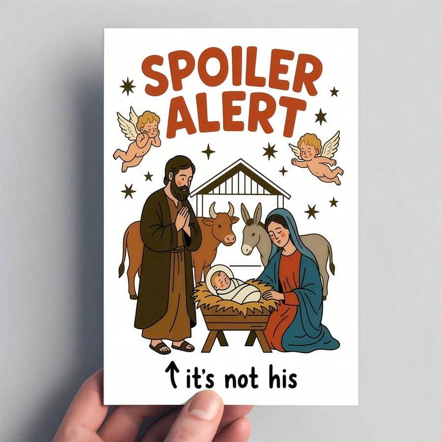 1PC Christmas Nativity Greeting Card, Featuring Mary, Joseph And Angel, Perfect For Holiday Greetings, Family Friends And Holiday Celebrations, With Humorous Envelope And Card - A - View 1