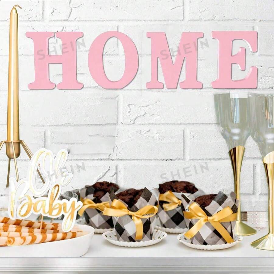 6-Inch Pink Wooden Letters, Unpainted Wooden Letters, Suitable For Wall Decoration, Decorative Vertical Letters And Crafts, Home Party Project Decorative Signs - A - View 1