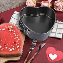 Heart-Shaped Removable Bottom Cake Mold, Non-Stick Large Heart-Shaped Cake Pan, Suitable For Valentine's Day Baking And Cheesecake Making - Multicolor - View 5