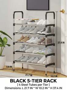 7/8 Tier Adjustable Stainless Steel Shoe Rack, Minimalist Home Space-Saving Entryway Style, Suitable For Living Room, Bedroom, Entryway, Office, Multi-Layer Storage Rack - Multicolor - View 10