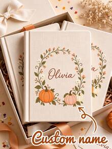 Personalized Photo Album, Linen Memorial Album, Soft Tone Pumpkin Pattern, Customized Commemorative Book, Suitable For Wedding, Family, Anniversary, Vacation, Birthday, Graduation Gifts - Multicolor - View 1