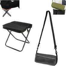 2 In 1 Of Foldable Backpacking Stools Portable Mini Outdoor Camping Seat Fishing - Black - View 2