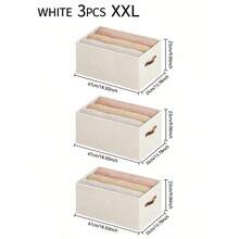 1/2pcs Beige Fabric Collapsible Undergarment Storage Box, Oxfod Cloth Drawer Style Clothes Organizer Box, Household Clothing Shelves Storage For Jeans, Sweaters, Space Saving - Beige - View 20