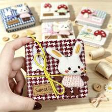 Cute Cartoon Diary Notebook, Fabric Bead Pocket Notebook, INS Aesthetic Planner, Exquisite Animal Notebook, Unisex, Suitable As Gift, Study Planner, Daily Journal, Travel Scrapbook, Multi-Functional Notebook - A - View 4