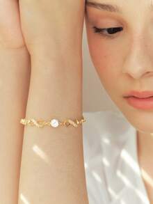 Sorayune Rhinestone Decor Bracelet - Yellow Gold - View 3