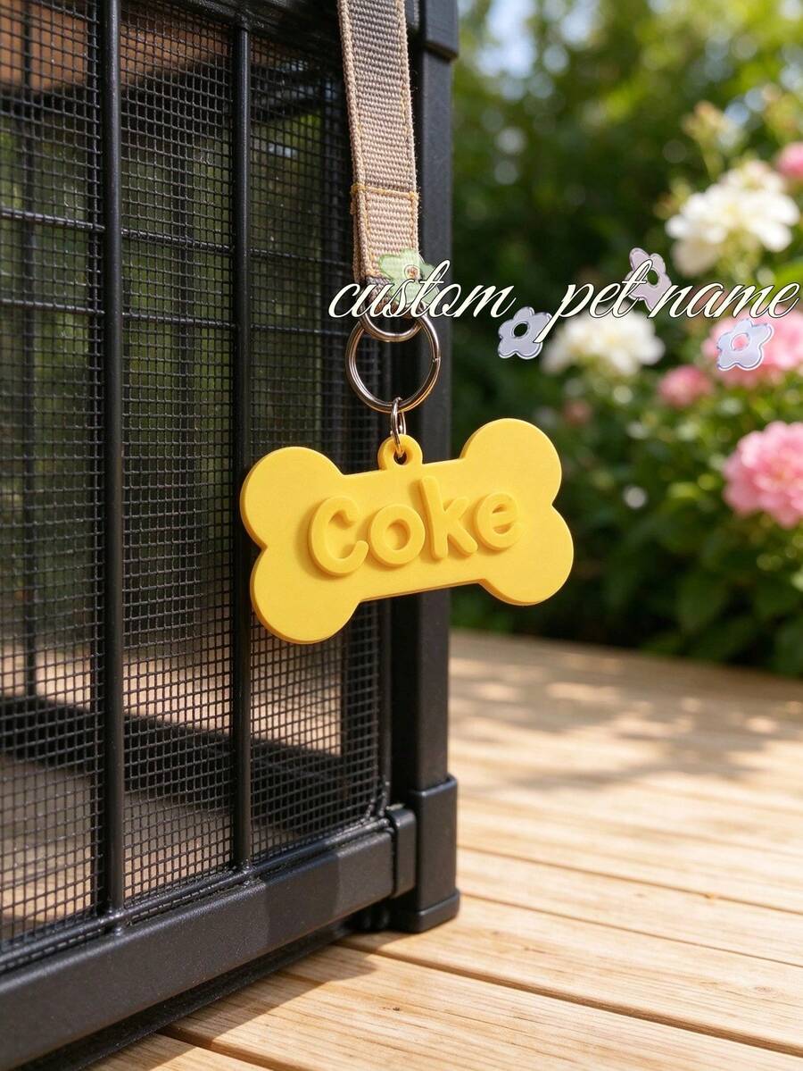 1pc Custom Pet Tag, Personalized Bone Shape Dog Collar Tag With Pet Name, Durable For Dogs & Cats, Lightweight Puppy Name Tag, Minimalist Pet Accessory, Everyday Pet Gift - Multicolor - View 1