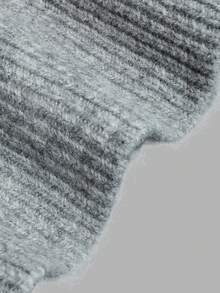 Women Autumn V Neck Lace Embroidery Knit Cardigan Balloon Sleeve Grey Loose Knit Tops Fashion Daily Holiday Outfits Fall Clothes - Grey - View 5