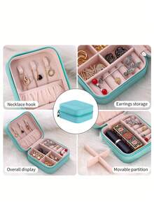 1pc Jewelry Storage Box, Large Capacity Jewelry Organizer, Mini Jewelry Box, Portable Travel Jewelry Box, Makeup Storage Box, Simple Travel Home Jewelry Box - Multicolor - View 5