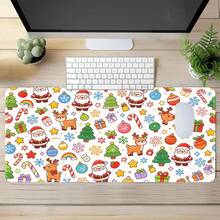 1pc Cute Cartoon Christmas Extra Large Extended Mouse Pad, Cute Santa Claus Pattern Desk Mat, Non-Slip Rubber Bottom Stitched Soft Fabric Keyboard Pad, Suitable For Office, Gaming And Christmas Gift - View 5