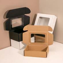 10pcs White Window Paper Box, Visible Window Express Packaging Box, Packing Material, Packaging Box, Gift Box, Corrugated Cardboard Box, Express Box, Packing Box, Airplane Box, Corrugated Paper Box, Postal Cardboard Box - Multicolor - View 11