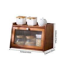 LIVINGANDHOME 1/2 Tiers Bamboo Bread Storage Cabinet,Bread Storage Box,Bread Storage Container For Kitchen Countertop - Brown - View 6