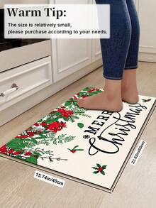 1/2pcs Christmas Kitchen Decor Rug, Christmas Floral & Santa Claus Pattern Winter Kitchen Rug And Mat, Non-Slip Washable Absorbent Kitchen Accessories Decor Mat, Christmas Holiday Gift! - Multicolor - View 14