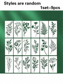 9pcs/18pcs DIY Floral Plant Fern Painting Stencils, Reusable Plastic Stencils, Suitable For Wood, Fabric And Paper Spray Painting Graffiti Tools, Create Beautiful Handmade Crafts - Sets - View 12