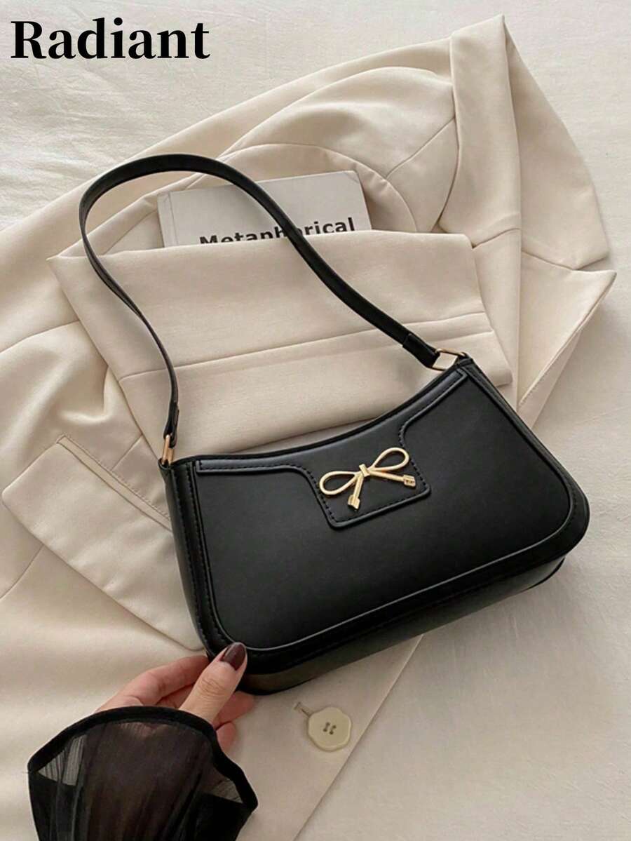 New Fashion Casual PU Leather Women's Shoulder Bag, Black, Khaki, Bow ...