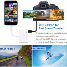 Plug And Play 4-In-1 Card Reader SD/TF Memory Card Reader Adapter Converter Compatible With Phone 18/17 Pro Max/17 Pro/17/Air/16/15/ Series Devices Portable Adapter - White - View 4