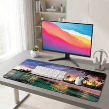 Island Deep Cloud Pattern Gaming Mouse Pad, Non-Slip Rubber Desk Mat, Smooth Gliding Surface, Suitable For Computer Laptop Office Home, Melancholy Abstract Art Decor, Back To School Supplies - B - View 2
