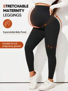 Maternity High Waist Leggings, Suitable For Pregnancy Workouts, Yoga And Various Occasions Spring Black Fall - Black - View 3