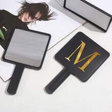 Square Handheld Makeup Mirror With Handle Portable Cosmetic Hand Mirror Clear Glass Mirror Hand‑Held Vanity Mirror For Makeup - Black - View 27