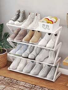 Z-Shaped Plastic Shoe Rack Floor-Standing Storage Rack Multi-Functional Large Capacity Easy Assembly Home Dormitory Space-Saving Storage Rack Suitable For Living Room Bedroom - Multicolor - View 8