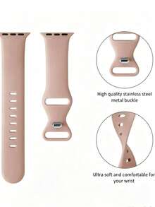 1pc Sports Watch Band, Soft Silicone Waterproof Strap, Compatible With Apple Watch Series 12 11 10 9 Ultra 8 7 6 5 4 3 2 SE - Milk Tea - View 2