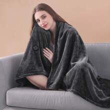 USB Adjustable Temperature Portable Electric Heated Shawl Blanket, Warm Flannel Blanket For Office And Travel, Winter - Grey - View 13