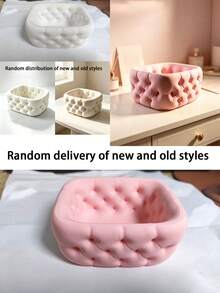 Soft Mochi-Feel Fluffy Storage Box, Snap-Button Quilted Texture Mimicking Sofa Touch, Round Asymmetrical Shape With Soft Edges, Luxury Atmosphere, Suitable For Entryway, Vanity And Coffee Table - Multicolor - View 10