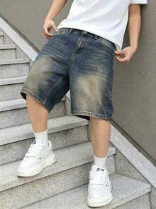 Teenager Vintage Loose Denim Shorts - Medium Wash - View 4