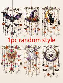 1pc Cute Halloween Pumpkin Wind Chime, Reflective Design With Colorful Light Effects, Suitable For Home, Car And Garden, Easy To Hang, Perfect Halloween Decoration And Gift, Adds Festive Atmosphere - Multiple Styles - View 16