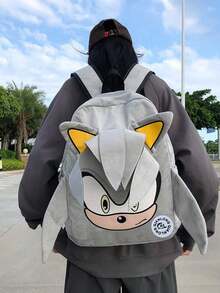 Hasbro Grey Sonic The Hedgehog Fashion Unisex Student Backpack Anime Hedgehog Mouse Shoulder Bag Couple Backpack - Style Random - View 4
