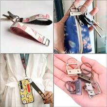 20/40PCS Webbing Tail Clip Key Fob Hardware 25mm Keychain Split Ring With Tool Pliers For Wrist Wristlets Cotton Tail Clip - Multicolor - View 6